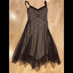 Brown cocktail dress with sequence